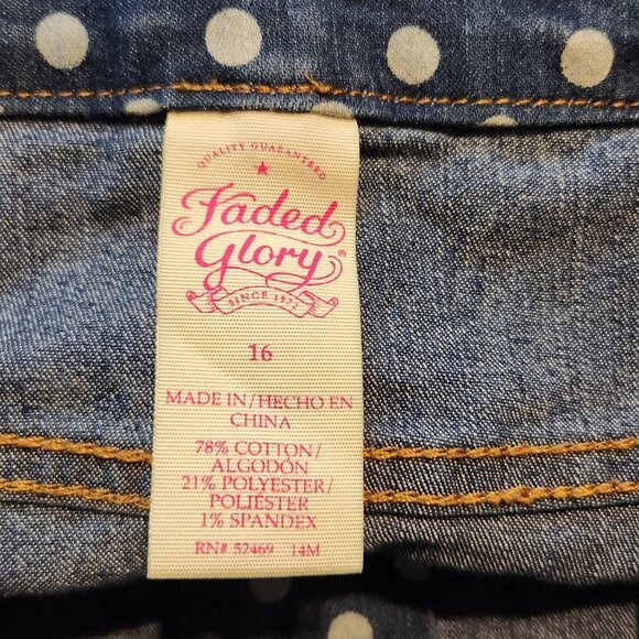 FADED GLORY GIRLS POLKA-DOT JEANS SKIRT SIZE 16 || EUC - Picture 7 of 7
